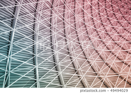 Modern interior architecture of metal steel roof. Modern interior architecture of metal steel roof. 49494029
