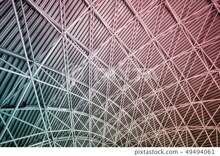 Modern interior architecture of metal steel roof. Modern interior architecture of metal steel roof. 49494061
