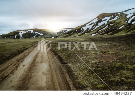 Road to Landmanalaugar on highlands of Iceland. 49494227