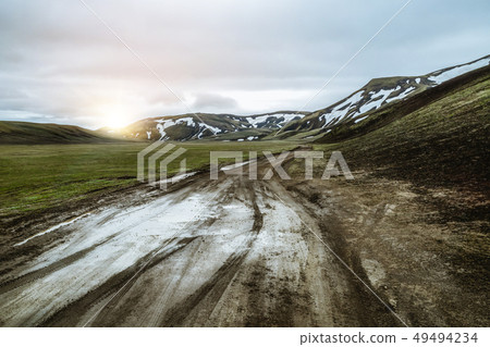 Road to Landmanalaugar on highlands of Iceland. Road to Landmanalaugar on highlands of Iceland. 49494234