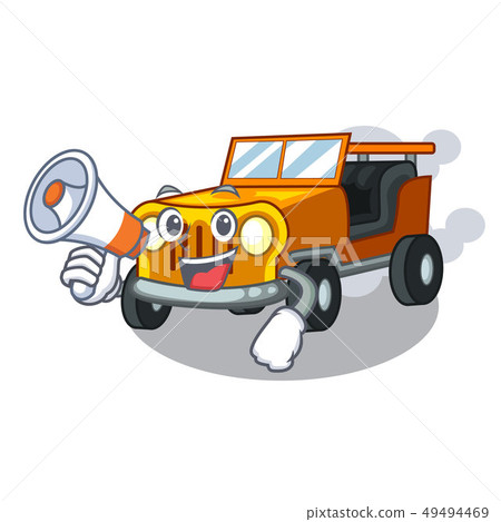 With megaphone jeep car isolated with the cartoon 49494469