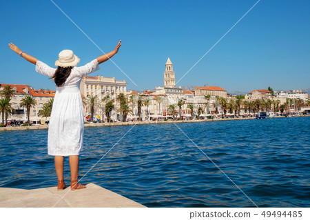 Tourist travel in Split in Dalmatia, Croatia. 49494485