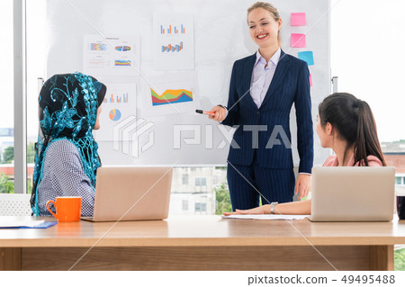 Multicultural working group in teamwork meeting. Multicultural working group in teamwork meeting. 49495488