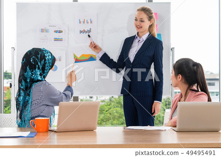 Multicultural working group in teamwork meeting. Multicultural working group in teamwork meeting. 49495491