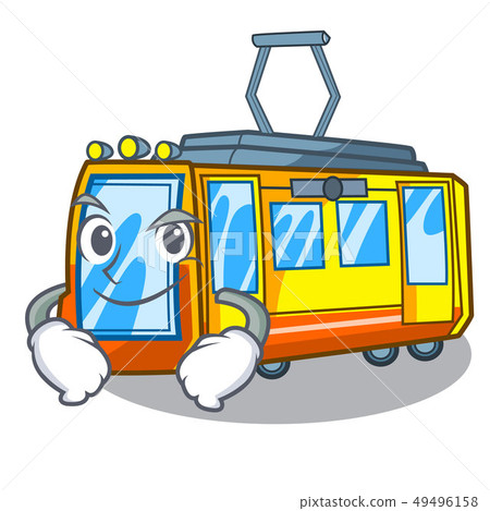 Smirking electric train isolated with the cartoon Smirking electric train isolated with the cartoon 49496158