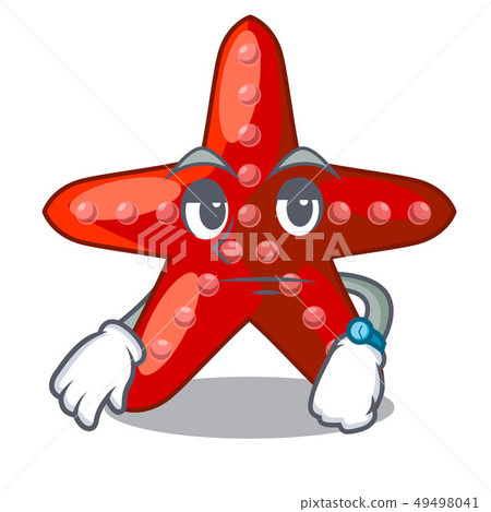Waiting toy red starfish cartoon above table Waiting toy red starfish cartoon above table 49498041