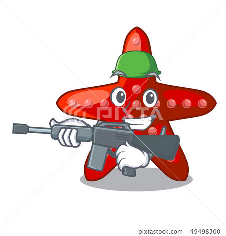 Army red starfish isolated with the character 49498300