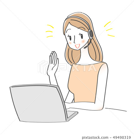 女性計算機交談例證 女性計算機交談例證 49498319