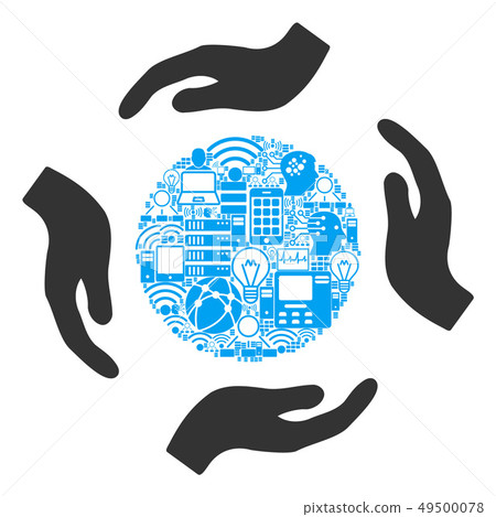 Sphere Care Hands Mosaic Icon for BigData 49500078