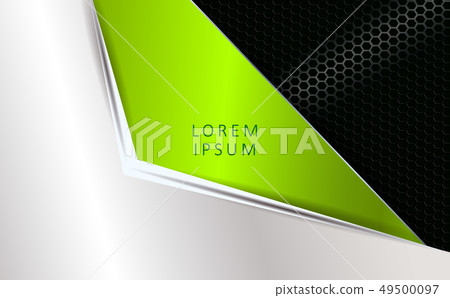 Geometric green texture composition with frame and metal grid. 49500097