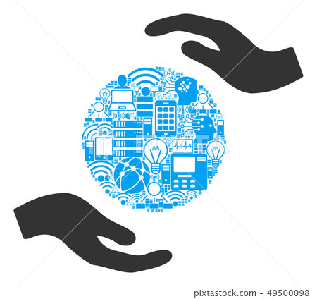 Sphere Care Hands Composition Icon for BigData 49500098