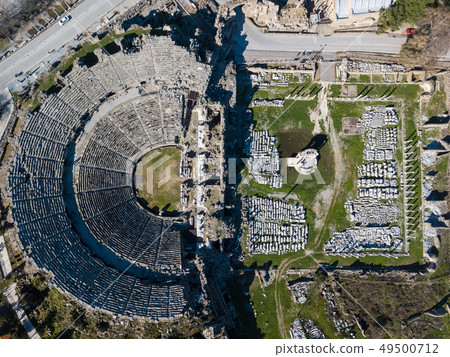 Aerial photo of the Antique Theater. Side, Turkey 49500712
