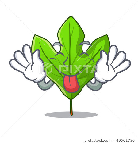 Tongue out sassafras leaf in the shape cartoon Tongue out sassafras leaf in the shape cartoon 49501756