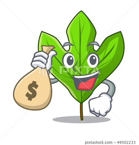 With money bag sassafras leaf isolated in the character With money bag sassafras leaf isolated in the character 49502215