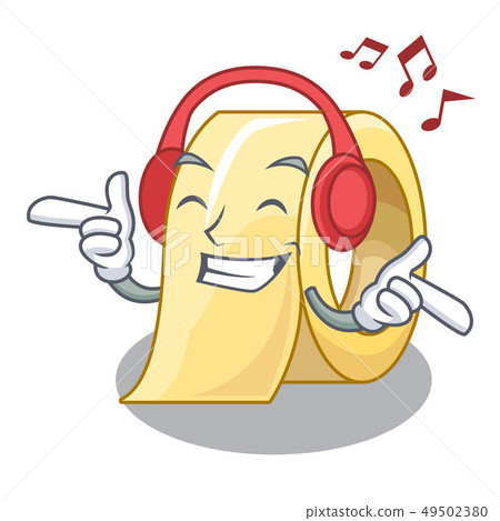 Listening music masking tape isolated with the mascot 49502380