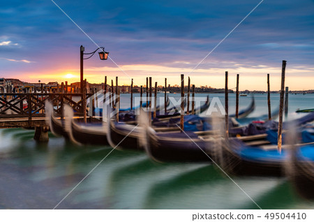 Gondolas moored in Piazza San Marco, Italy Gondolas moored in Piazza San Marco, Italy 49504410