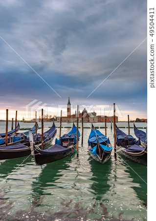 Gondolas moored in Piazza San Marco, Italy Gondolas moored in Piazza San Marco, Italy 49504411