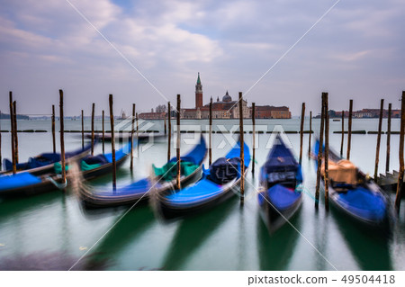 Gondolas moored in Piazza San Marco, Italy Gondolas moored in Piazza San Marco, Italy 49504418