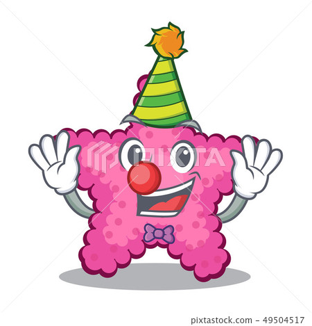 Clown pink starfish animal on mascot sand Clown pink starfish animal on mascot sand 49504517