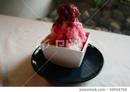 Shaved ice Thai dessert with red syrup Shaved ice Thai dessert with red syrup 49504766