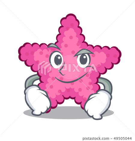 Smirking pink starfish in the cartoon shape Smirking pink starfish in the cartoon shape 49505044