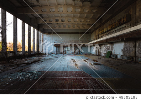 Abandoned sport room in Pripyat city, Chernobyl 49505195