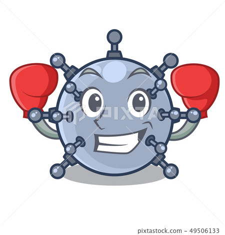 Boxing mine underwater isolated with the mascot Boxing mine underwater isolated with the mascot 49506133