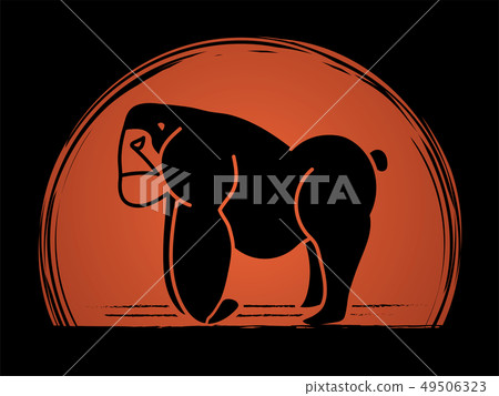 Angry Gorilla standing side view graphic vector 49506323