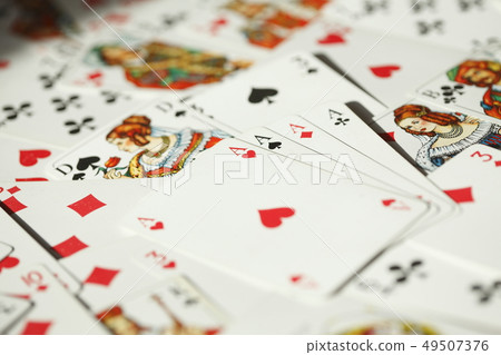 Four aces, various colorful playing cards Four aces, various colorful playing cards 49507376