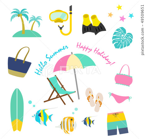 Summer vacation icon set 49509651