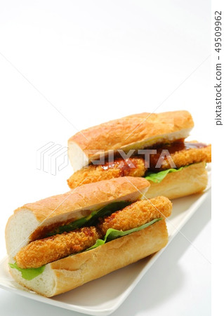 Croquette bread sauce hanging white background 49509962
