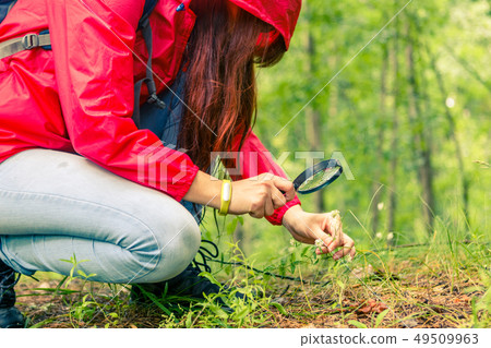 Picture of girl with magnifying glass 49509963