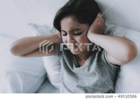 Teenager Hold Hands behind Head. Hard Morning. 49510566