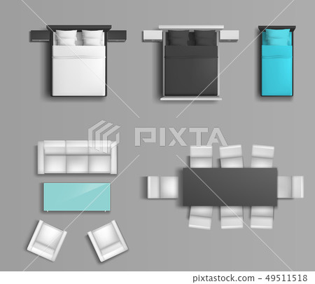 Bedroom and living room furniture vector set Bedroom and living room furniture vector set 49511518