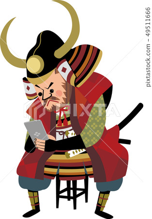 Warlords watching a smartphone Warlords watching a smartphone 49511666