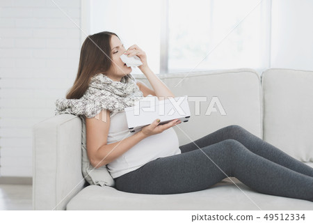 Girl Have Stuffy Nose. Parturient Girl Feel Faint. Girl Have Stuffy Nose. Parturient Girl Feel Faint. 49512334