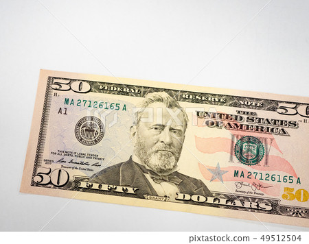 A U.S. fifty 50 Dollar Bill close up of Grant A U.S. fifty 50 Dollar Bill close up of Grant 49512504