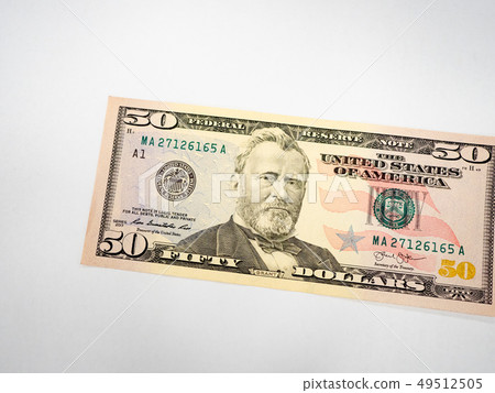A U.S. fifty 50 Dollar Bill close up of Grant A U.S. fifty 50 Dollar Bill close up of Grant 49512505