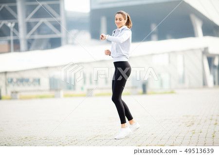 Fitness. Woman Doing Workout Exercise On Street 49513639