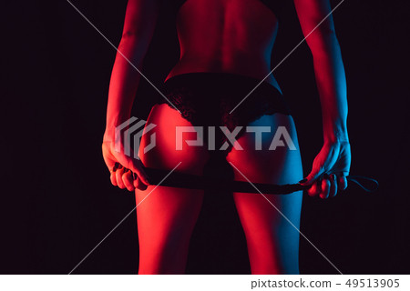 Sexy attractive girl ass with leather whip in lingerie Sexy attractive girl ass with leather whip in lingerie 49513905