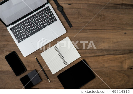 Flat lay of Technology object on table 49514515