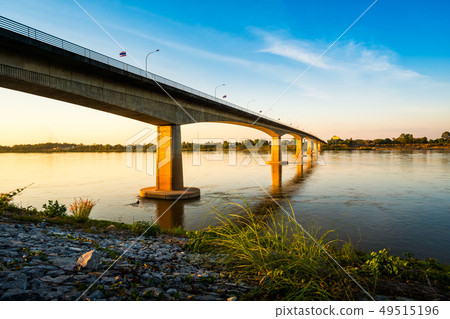 Thai-Laos Friendship Bridge on sunset background Thai-Laos Friendship Bridge on sunset background 49515196