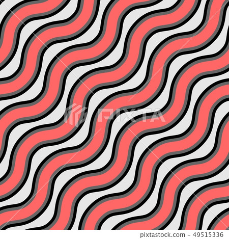 Vector seamless texture. Repeating pattern of wavy coral, pink and black lines Vector seamless texture. Repeating pattern of wavy coral, pink and black lines 49515336