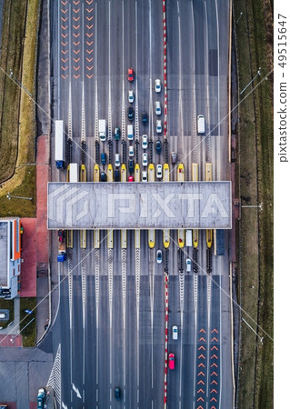 Aerial drone view on toll collection point 49515647