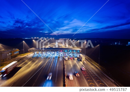 Aerial drone view on toll collection point on Aerial drone view on toll collection point on 49515787