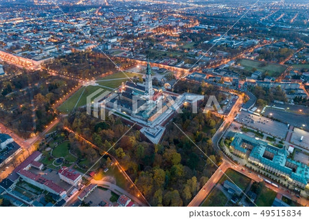Night aerial drone view on Czestochowa and Jasna 49515834