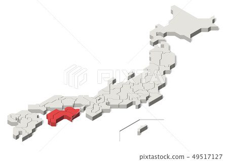Japan Map, Shikoku Region, Isometric (Set 1) 49517127