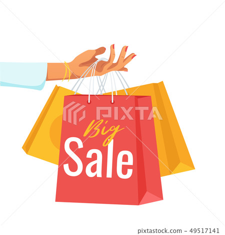 Hand holding paper sale bags Hand holding paper sale bags 49517141
