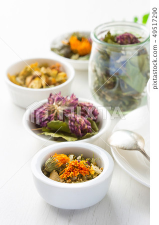 Herbal tea, white background Herbal tea, white background 49517290