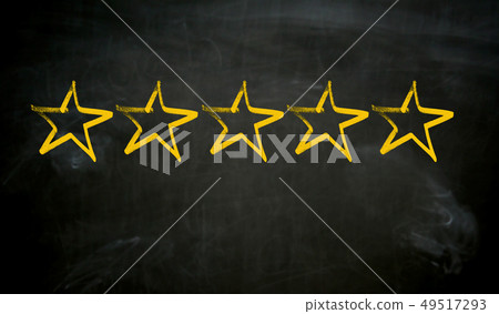 Five stars painted on blackboard concept Five stars painted on blackboard concept 49517293